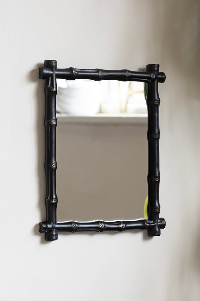 Miroir encadré effet bambou noir