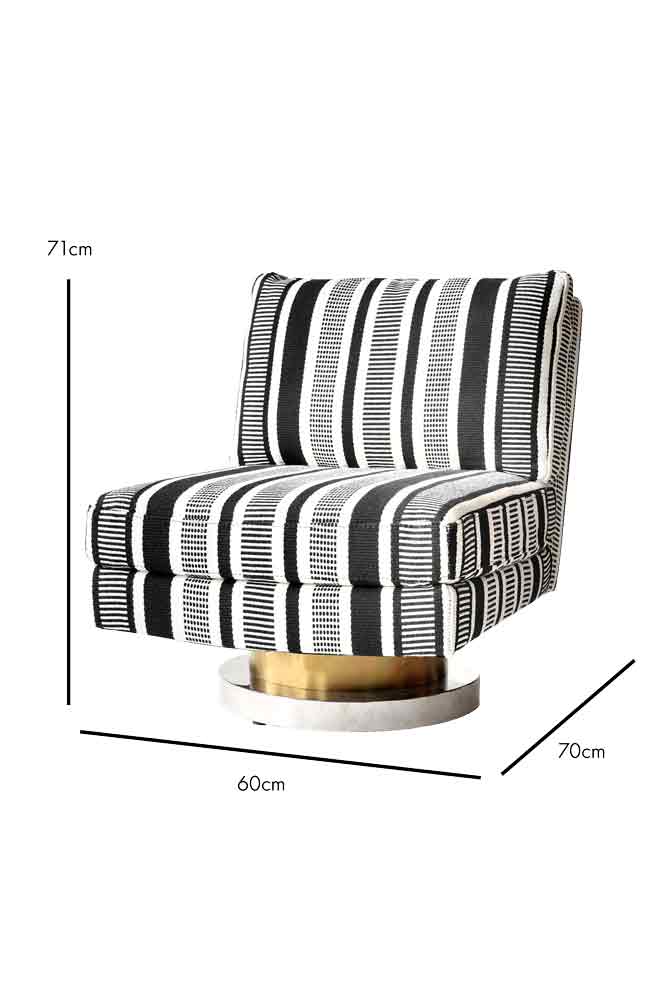 Chaise pivotante à rayures monochromes