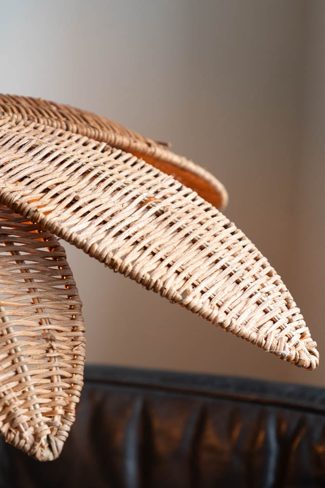 Magnifique abat-jour Easyfit en rotin avec motif de fleurs