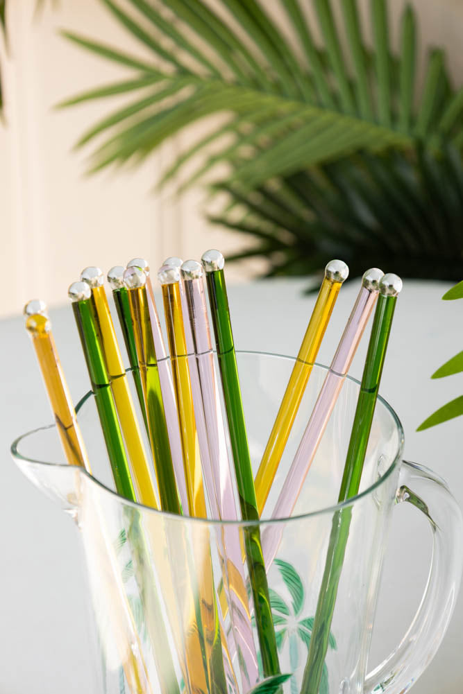 Agitateur à cocktail en verre jaune