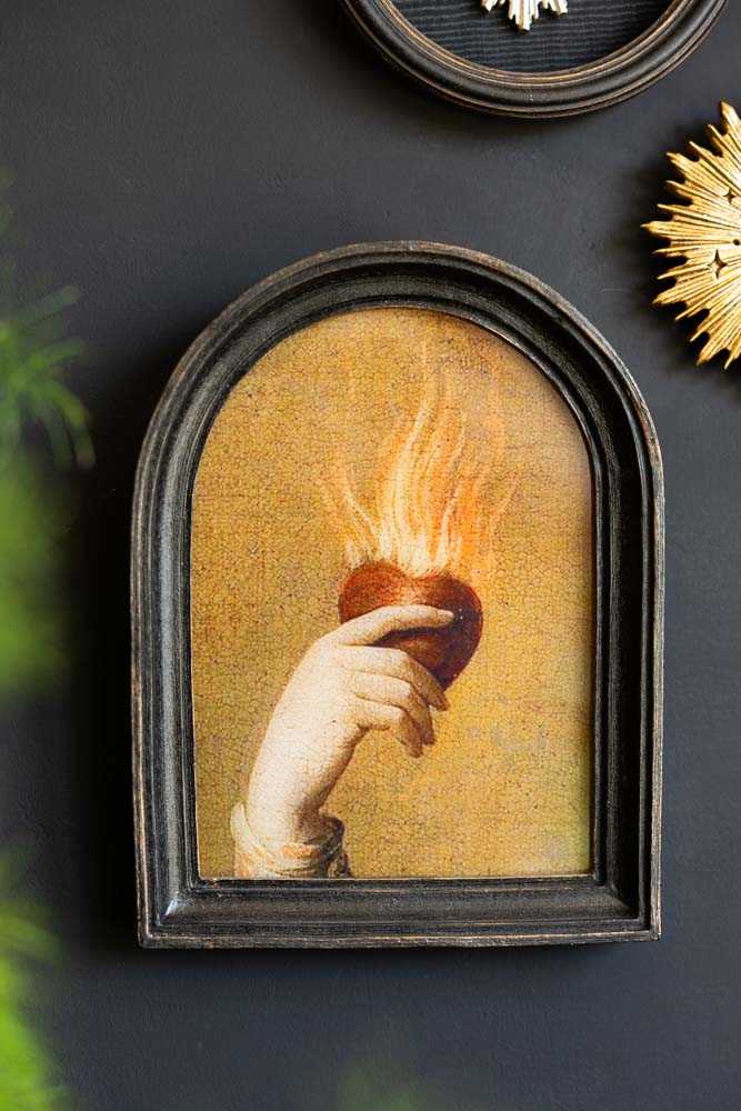 Art mural encadré « Cœur en feu »
