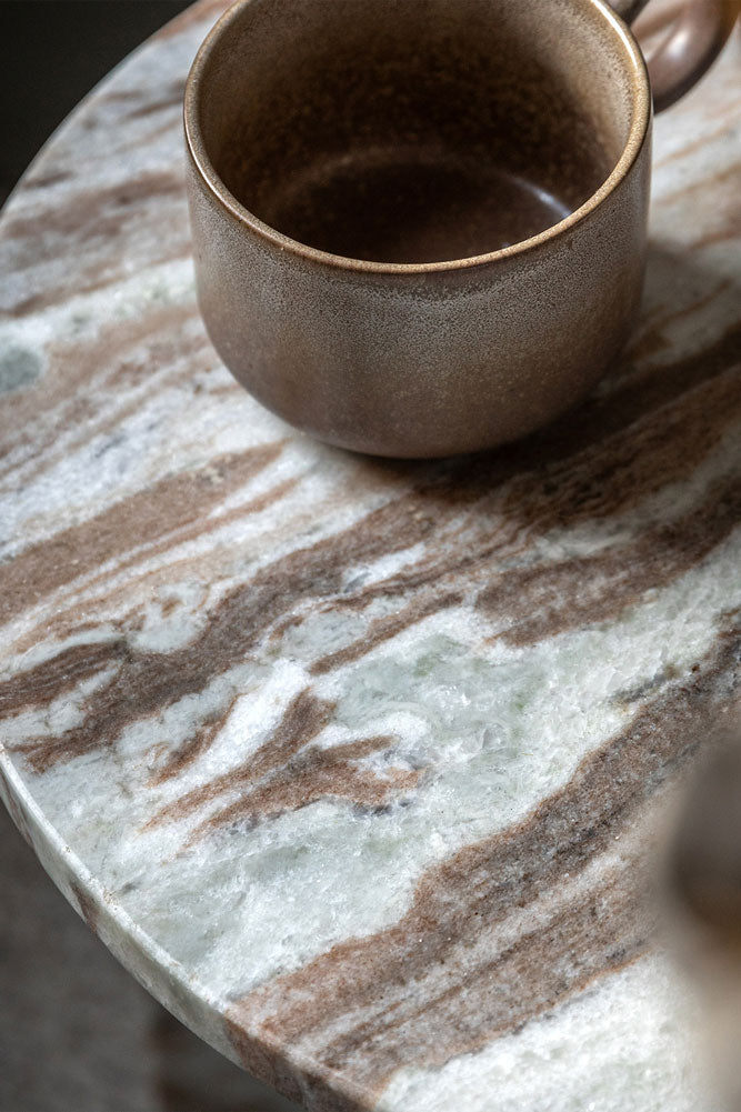 Table d'appoint ronde en marbre blanc