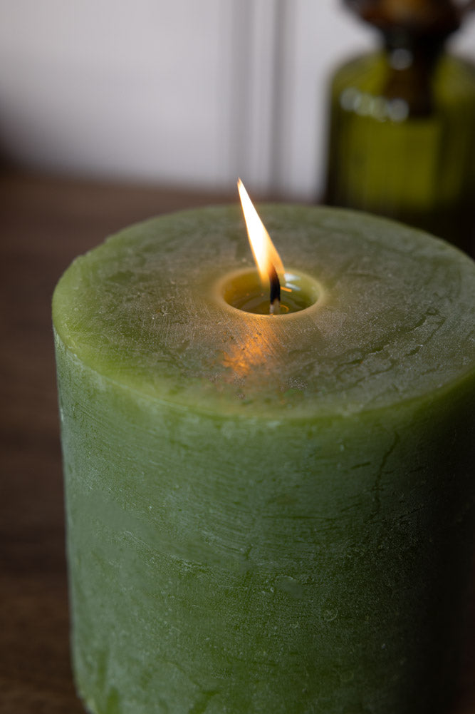 Bougie pilier vert olive