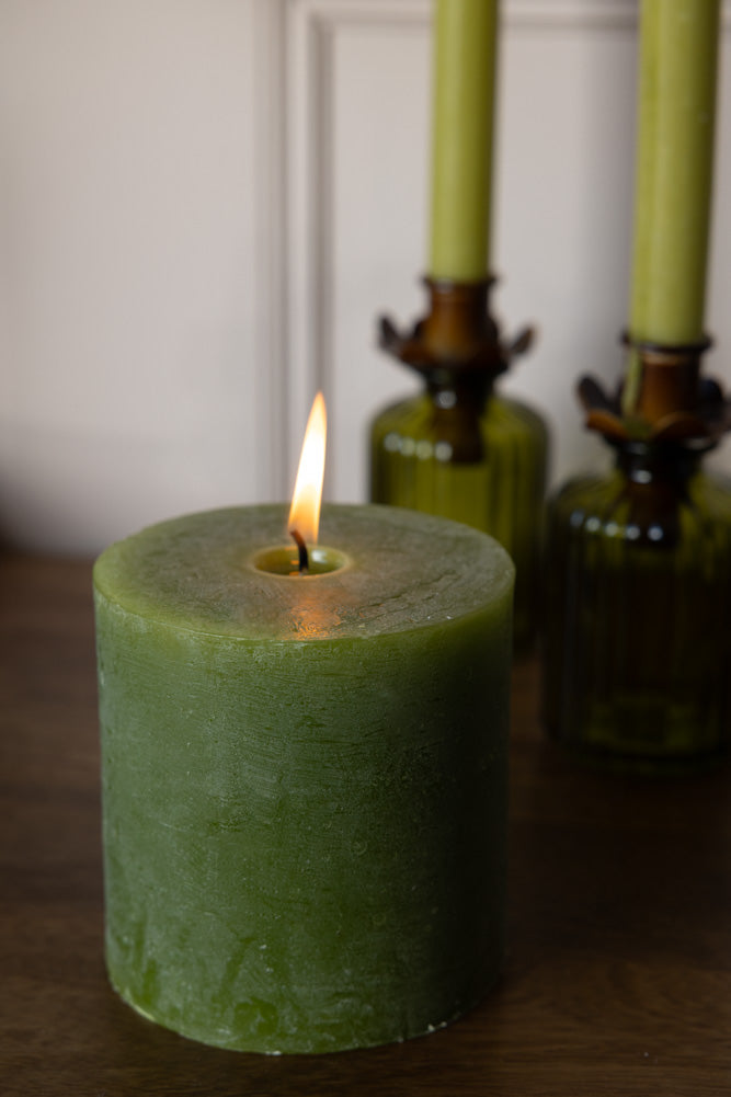 Bougie pilier vert olive