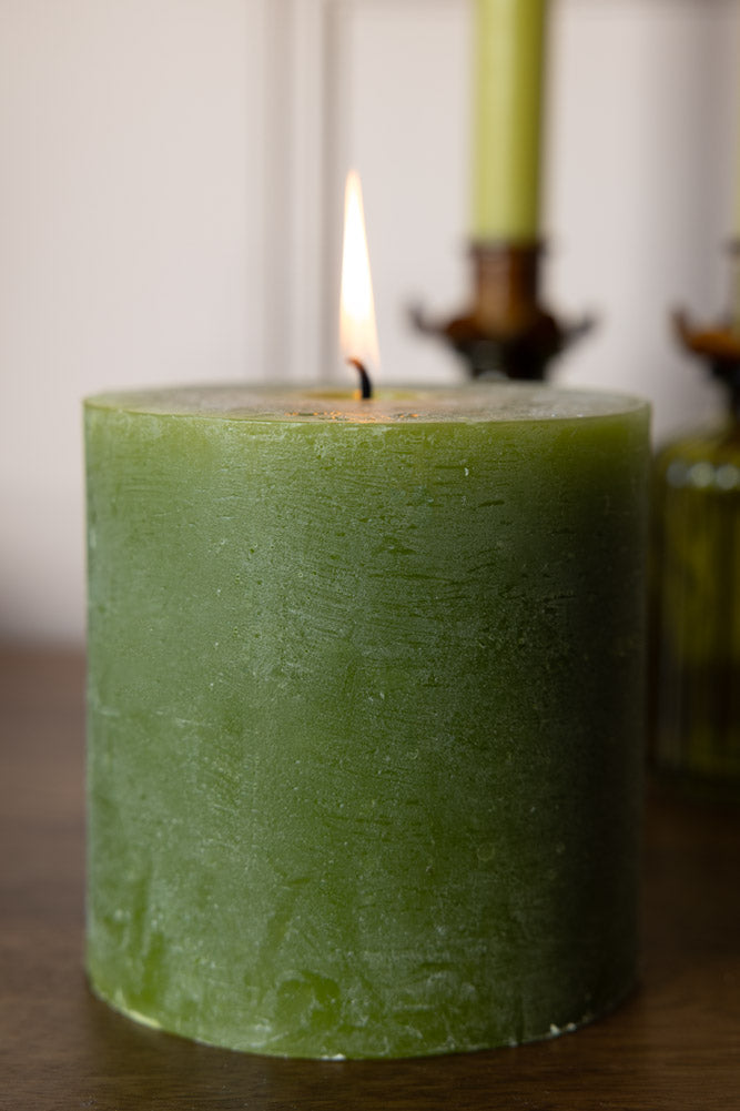 Bougie pilier vert olive