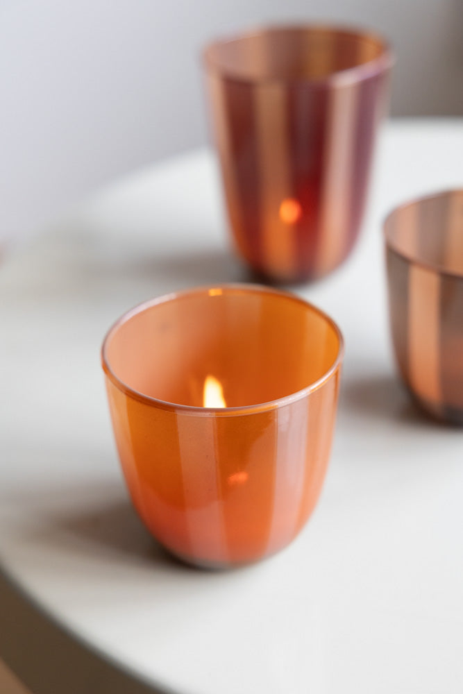 Photophore rayé aux tons orange et rose - Court