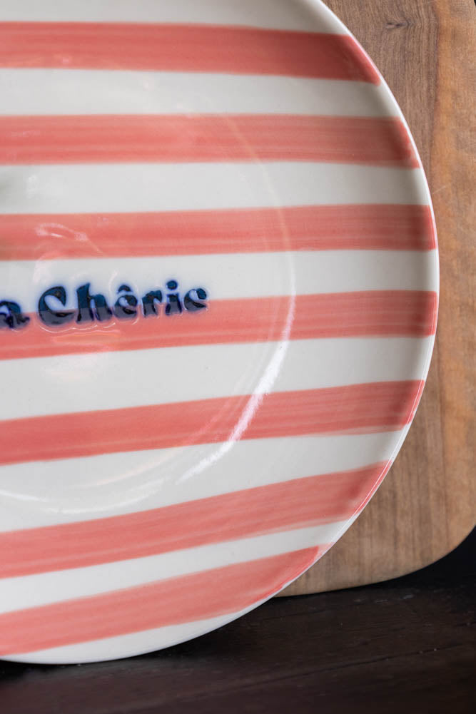 Assiette de service en céramique rose pâle Ma Cherie