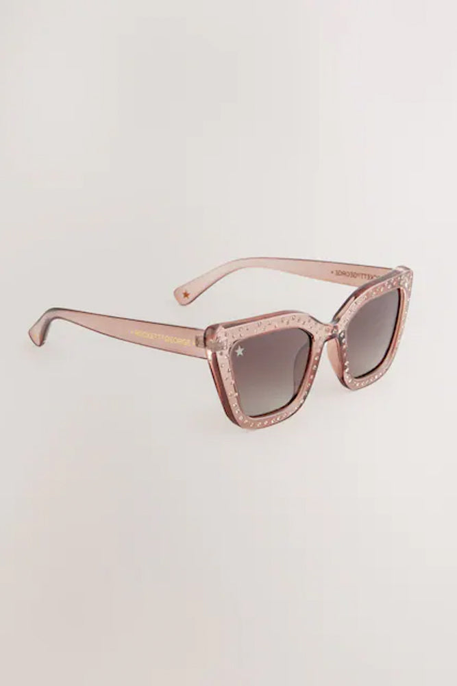 Lunettes de soleil à monture rose et strass