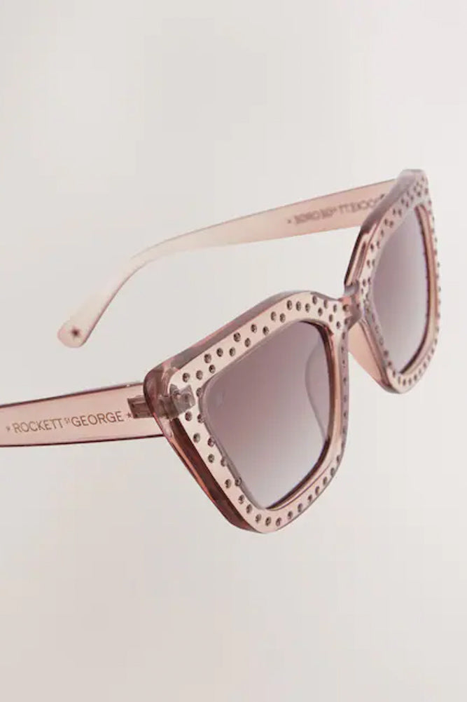 Lunettes de soleil à monture rose et strass