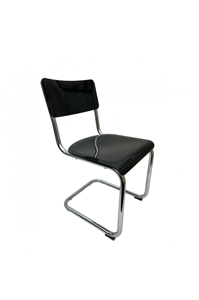 Chaise de salle à manger incurvée d'inspiration rétro en noir