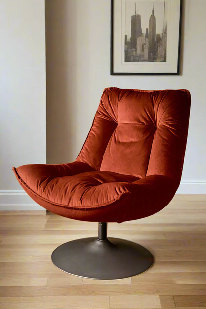 Chaise pivotante en velours orange brûlé