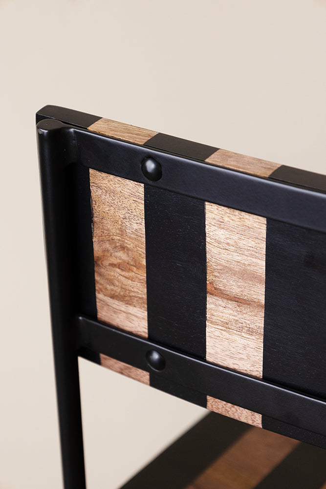 Tabouret de bar en bois à rayures noires