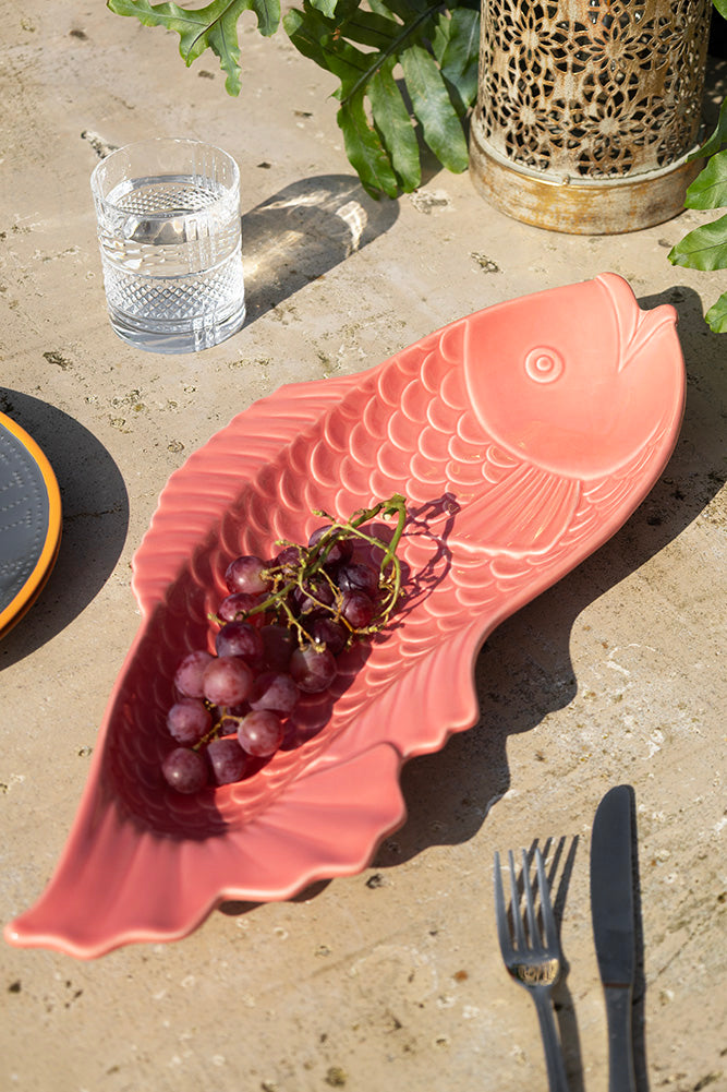 Plat de service en céramique en forme de poisson