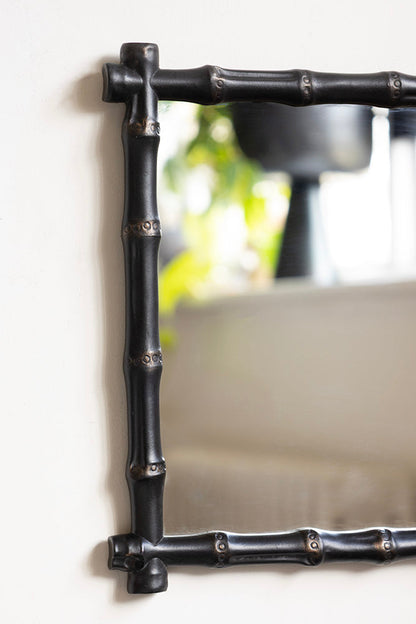 Miroir encadré effet bambou noir