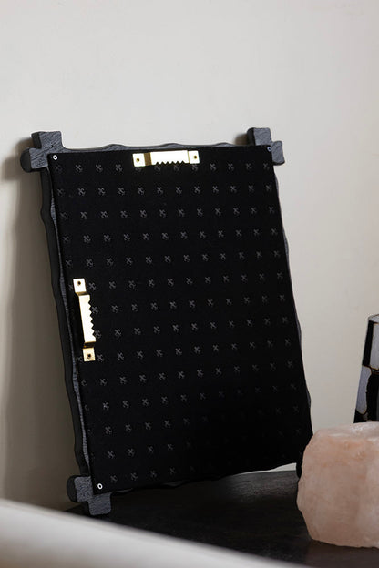 Miroir encadré effet bambou noir