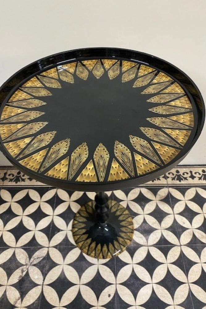 Table d'appoint Art déco noire et dorée - ÉCHANTILLON