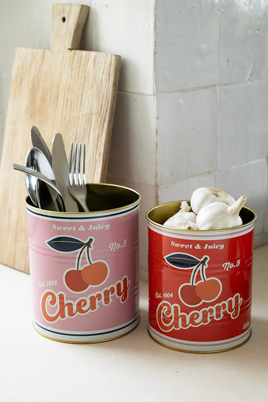 Lot de 2 boîtes de rangement de cuisine rétro en cerisier