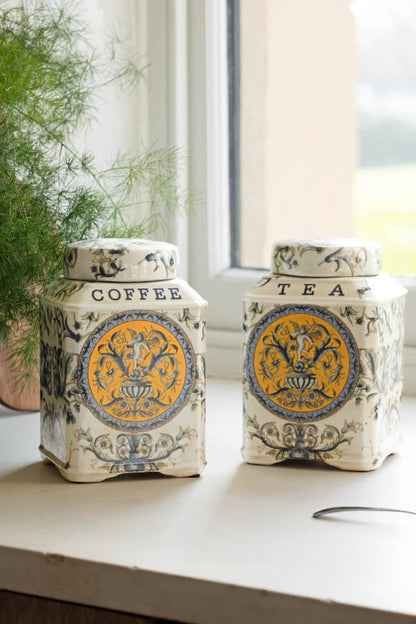 Lot de 2 pots de conservation en céramique pour thé et café