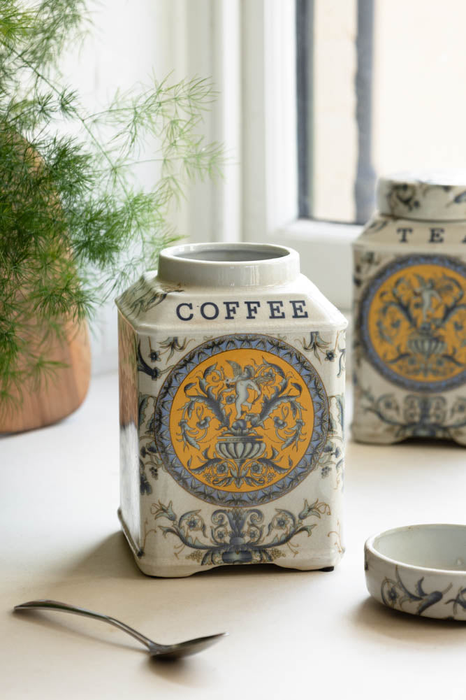 Lot de 2 pots de conservation en céramique pour thé et café