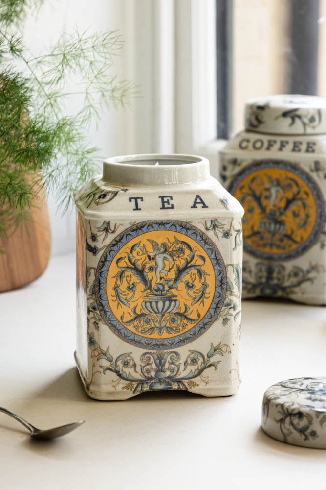 Lot de 2 pots de conservation en céramique pour thé et café