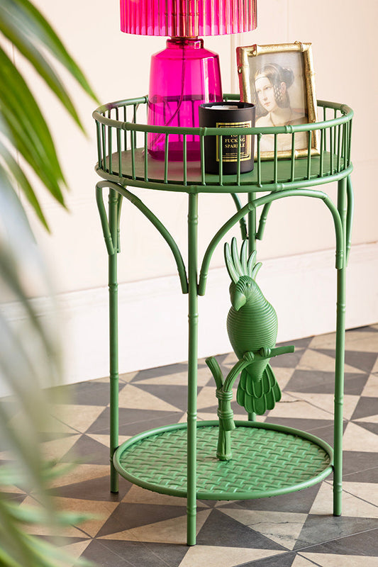 Table d'appoint perroquet vert tropical