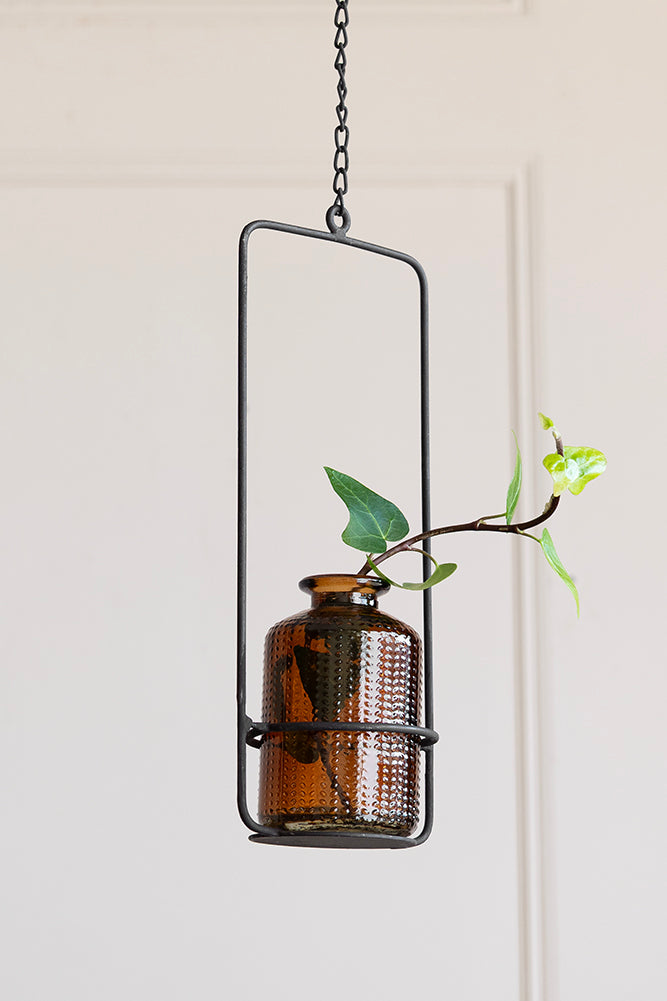 Porte-bouteille/vase en verre métallique