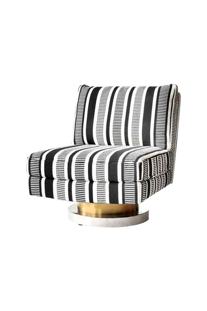 Chaise pivotante à rayures monochromes