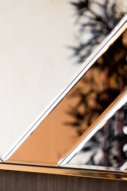 Miroir mural en cuivre inspiré des années 70