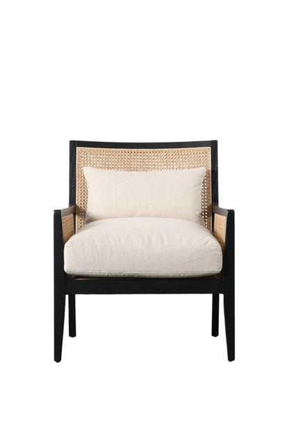 Fauteuil artisanal avec cadre en bois crème