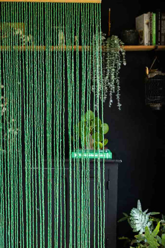 Rideau de perles en vert