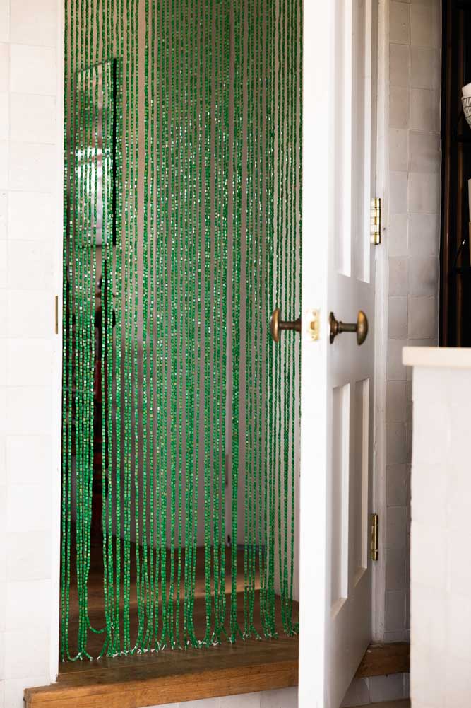 Rideau de perles en vert