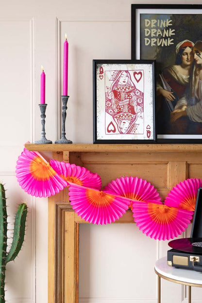 Magnifique guirlande en papier classique fabriquée à la main en rose et orange