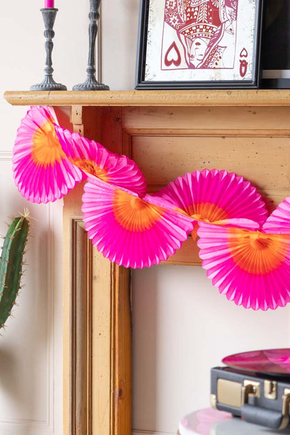 Magnifique guirlande en papier classique fabriquée à la main en rose et orange