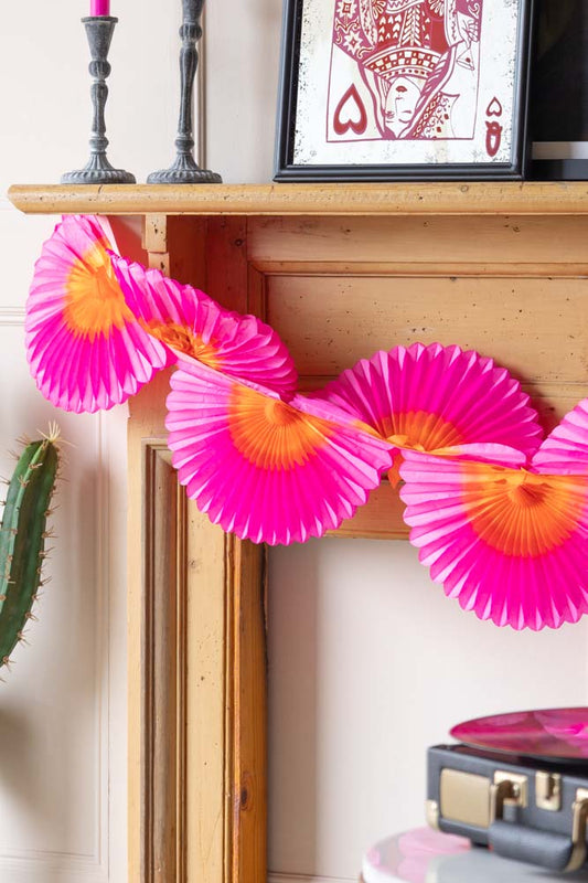 Magnifique guirlande en papier classique fabriquée à la main en rose et orange