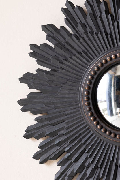 Miroir convexe traditionnel noir Starburst