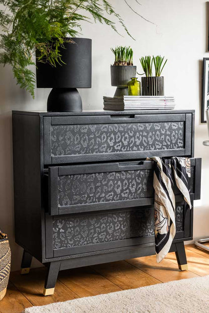 Commode à imprimé léopard noir