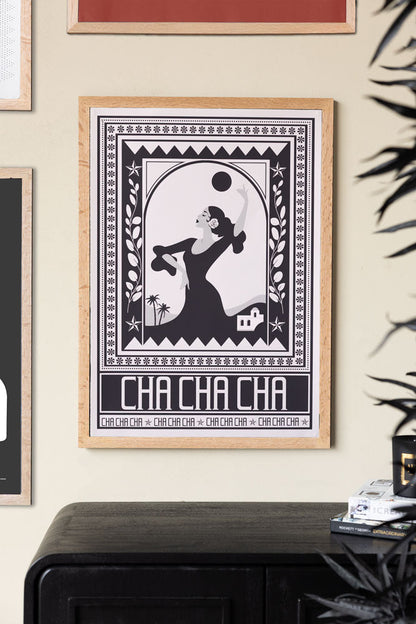 Impression d'art Cha Cha A2 en noir - Disponible en 4 options