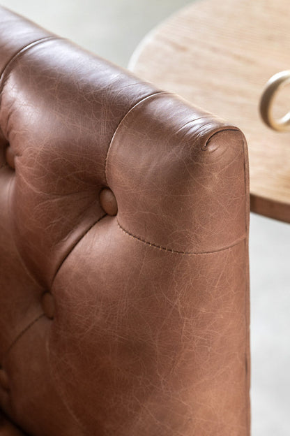 Canapé 3 places Chesterfield en cuir marron antique
