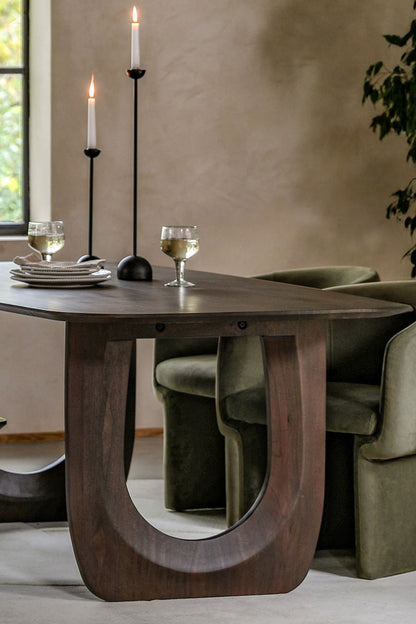 Table à manger courbée en bois de manguier
