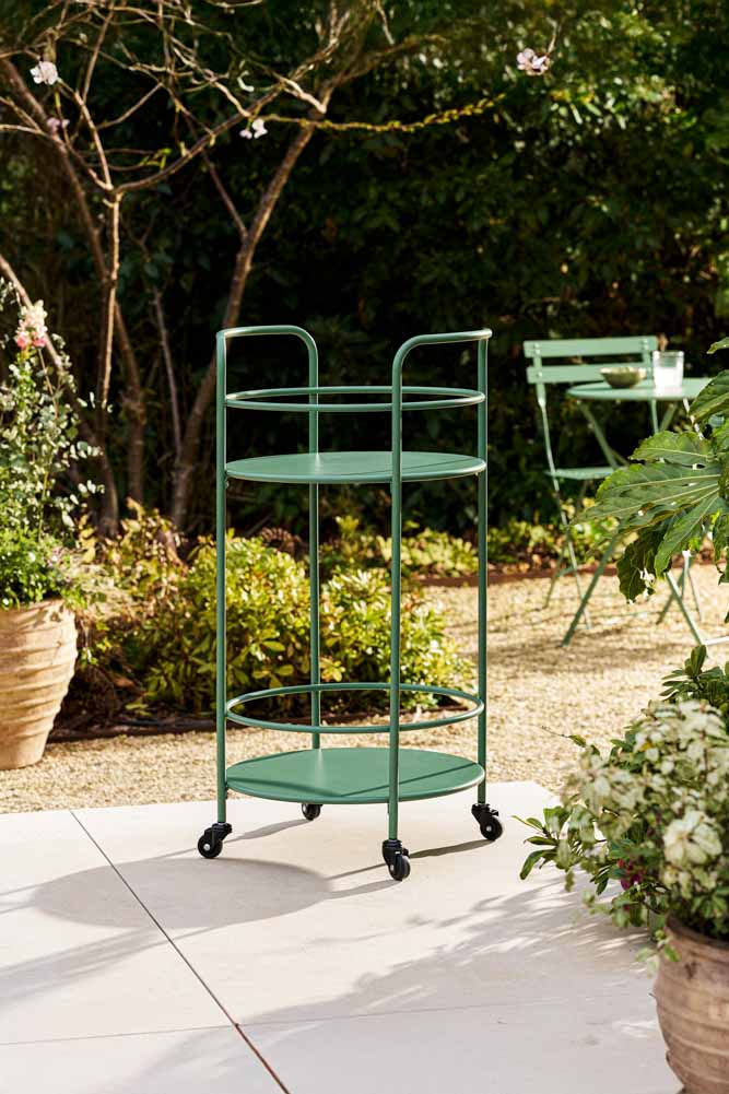 Chariot à boissons d'extérieur sans effort en vert