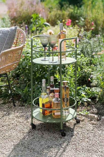 Chariot à boissons d'extérieur sans effort en vert