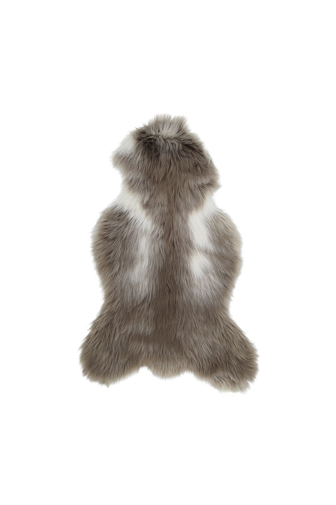 Tapis en fausse peau de mouton blanc et noyer