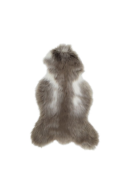Tapis en fausse peau de mouton blanc et noyer