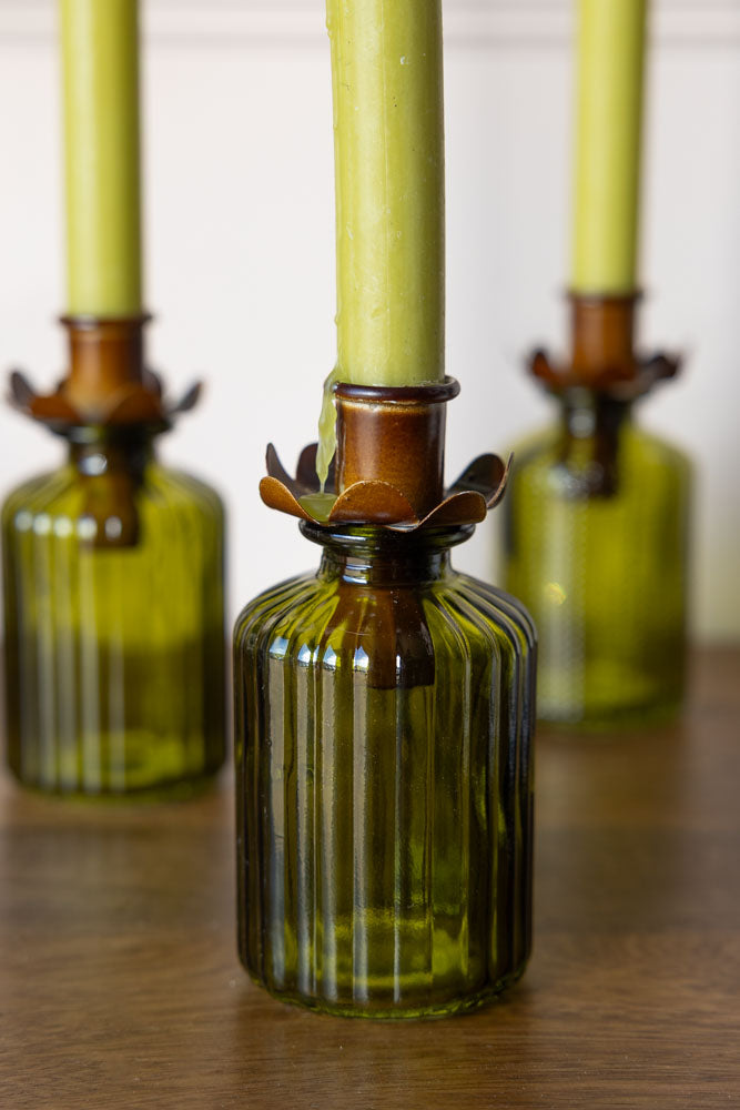 Bougeoir décoratif en forme de bouteille de fleurs