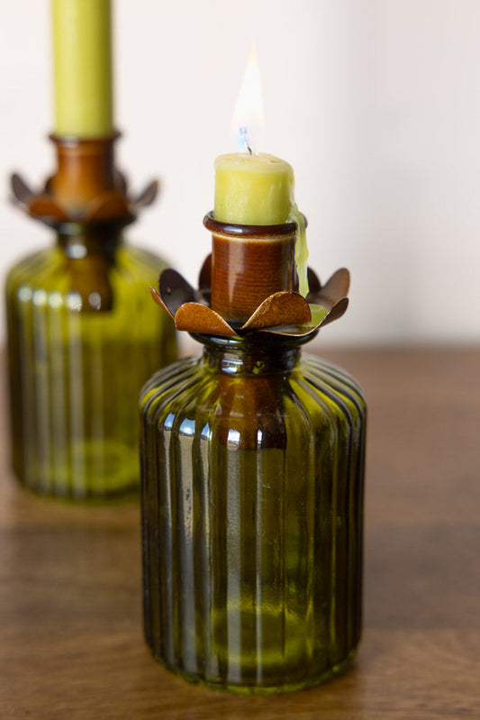 Bougeoir décoratif en forme de bouteille de fleurs