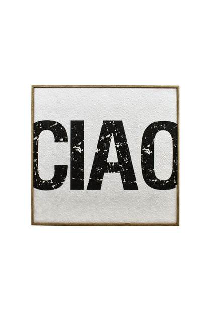 Décoration murale encadrée « Ciao » en noir et blanc