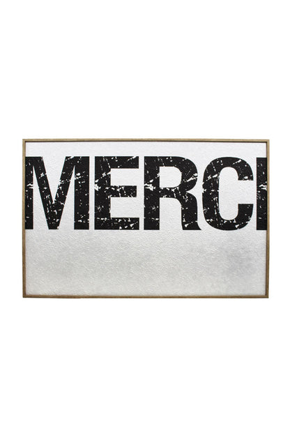 Décoration murale encadrée Merci en noir et blanc