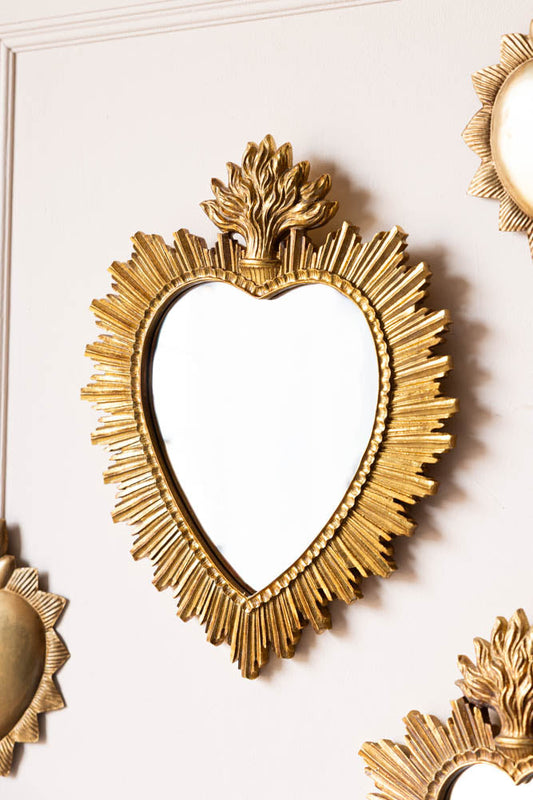 Miroir orné du Sacré-Cœur en or