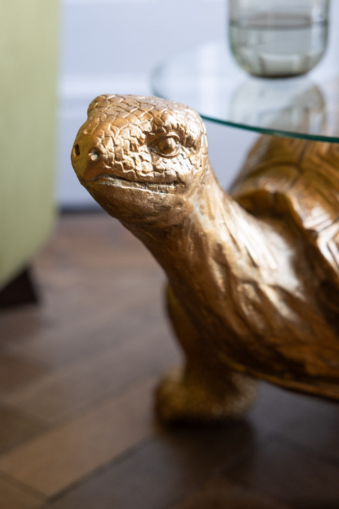 Table d'appoint tortue dorée