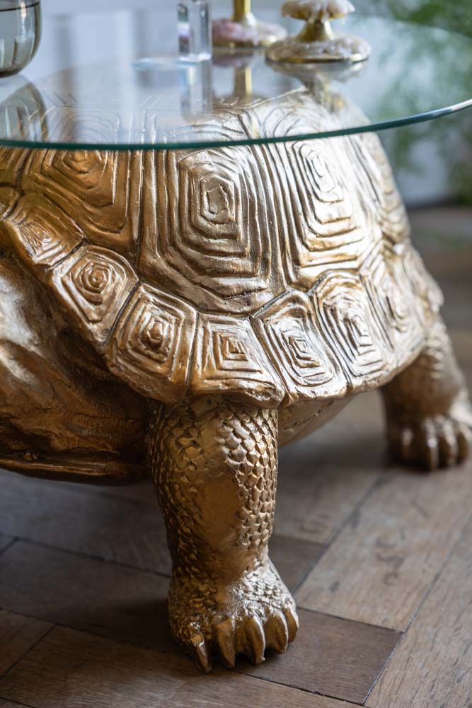 Table d'appoint tortue dorée